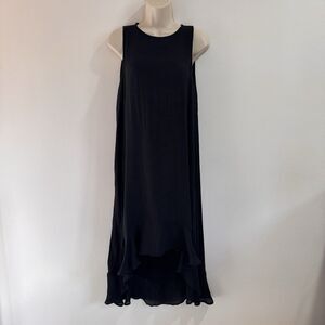 Vintage Y2K Tank Dress Gaya M Black Silk Cotton Gauze High Low Flowy Witchy Goth